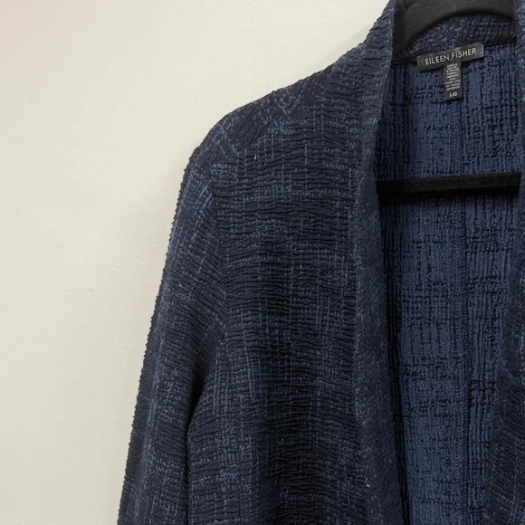 Eileen Fisher Navy Textured Blazer L - Picture 3 of 7